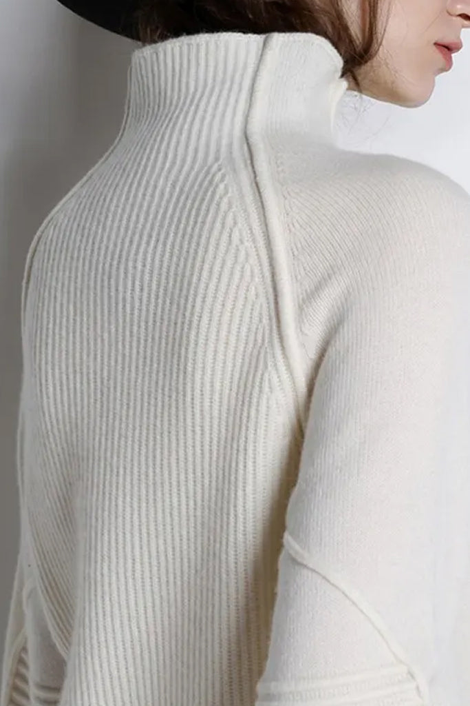 Erdina Λευκό Πουλόβερ με Ζιβάγκο | Γυναικεία Ρούχα - Πουλόβερ Πλεκτά | Erdina White Turtleneck Sweater