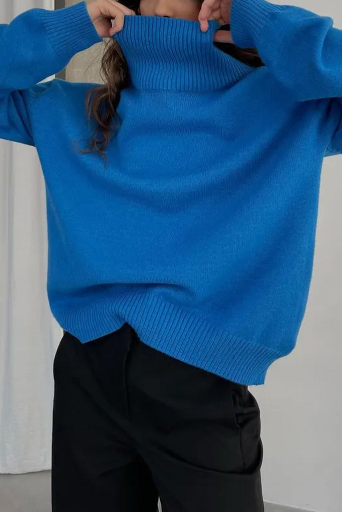 Robin Μπλε Πουλόβερ με Ζιβάγκο | Πουλόβερ Πλεκτά Knitwear Robin Blue Turtleneck Sweater
