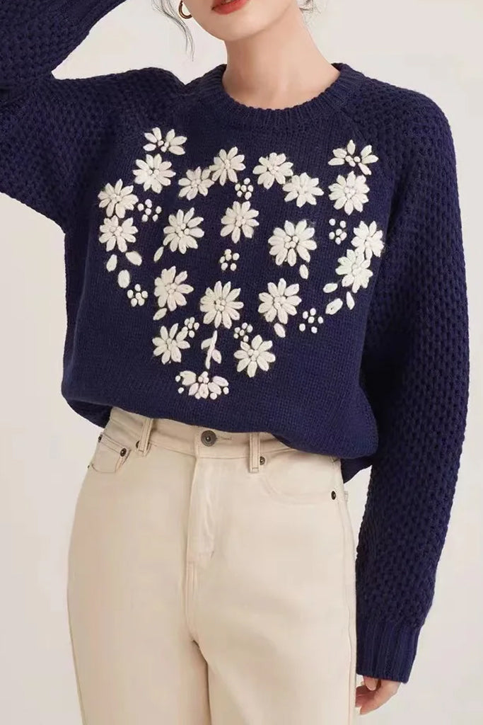 Hanny Μπλε Πλεκτό Πουλόβερ | Γυναικεία Ρούχα - Πουλόβερ Knitwear | Hanny Blue Sweater