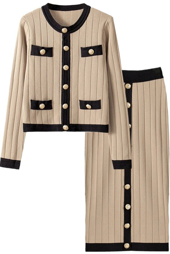 Salina Πλεκτό Σετ Ζακέτα και Φούστα | Πλεκτά Σετ Knitwear | Salina Knitted Set with Jacket and Skirt
