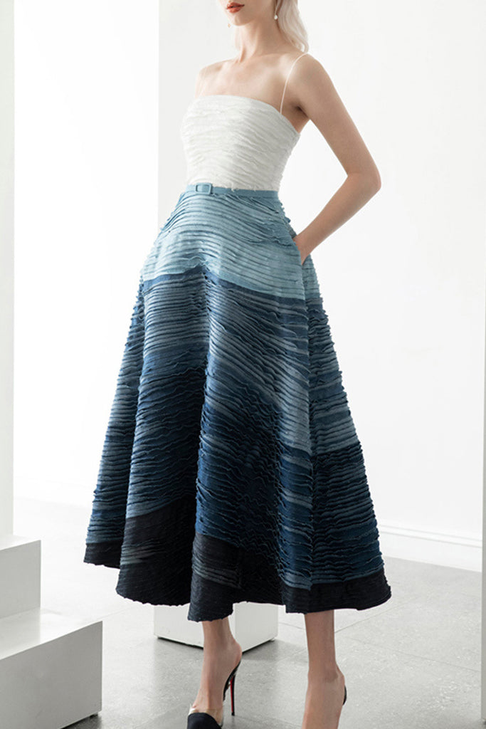 Colette Μπλε Φόρεμα με Ντεγκραντέ | Γυναικεία Ρούχα - Φορέματα - Βραδινά | Colette Colette Blue Strapless Dress