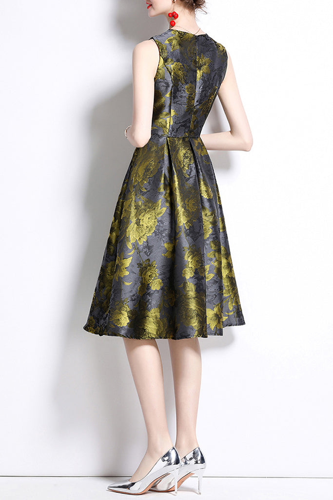 Genevieve Γκρι Φλοράλ Φόρεμα | Γυναικεία Ρούχα - Φορέματα | Genevieve Grey Floral Dress 
