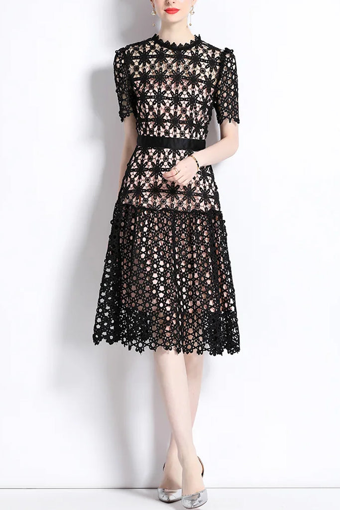 Almeda Μαύρο Φόρεμα με Δαντέλα | Γυναικεία Φορέματα - Βραδινά | Almeda Black Floral Lace Dress