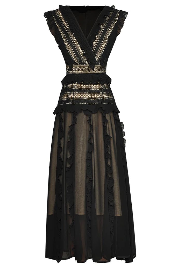 Crepie Μαύρο Μακρύ Φόρεμα | Γυναικεία Ρούχα - Φορέματα - Βραδινά | Crepie Black Evening Dress
