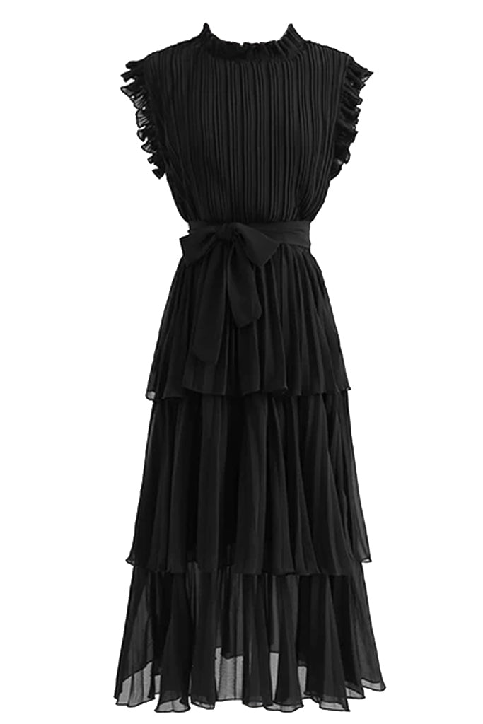 Brigitta Μαύρο Φόρεμα με Πλισέ | Φορέματα - Βραδινά Dresses Evening | Brigitta Black Pleated Dress