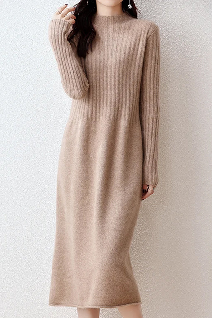 Nuevo Μπεζ Πλεκτό Φόρεμα | Φορέματα Πλεκτά - Knitwear Dresses | Nuevo Beige Midi Knit Dress