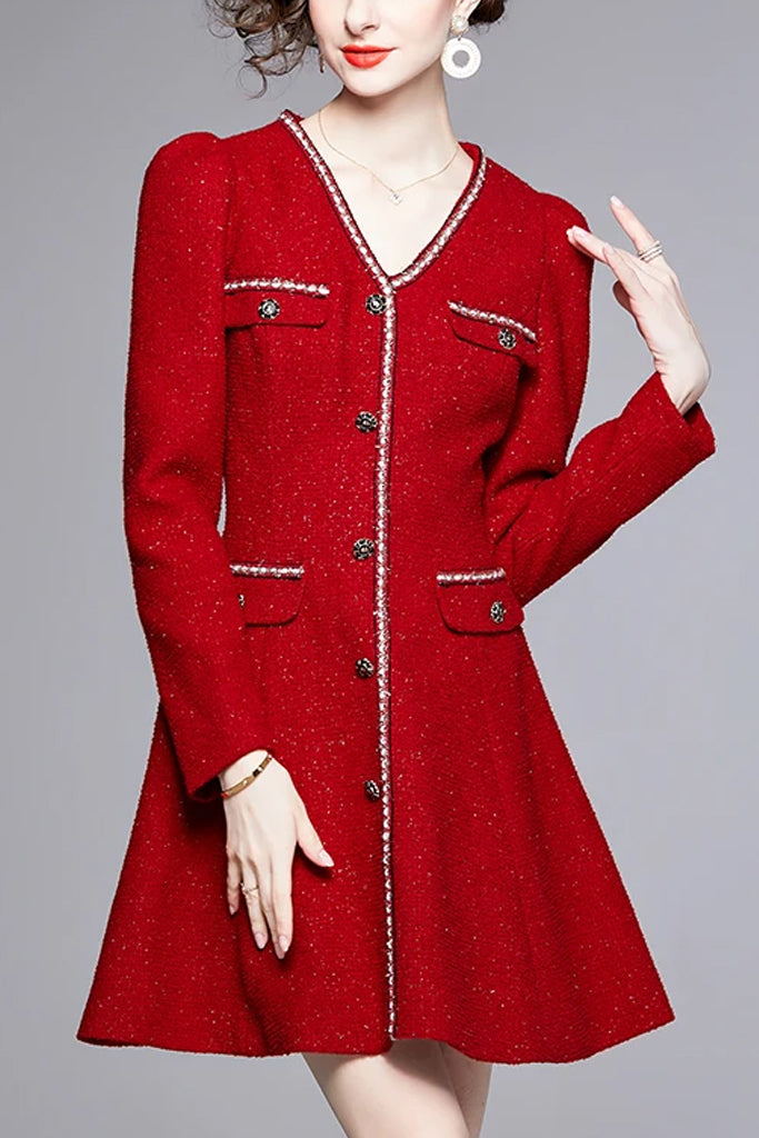 Manuela Red Tweed Dress