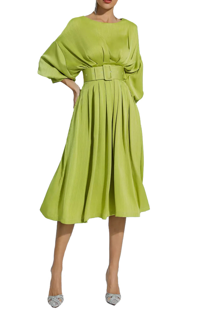 Odine Λαχανί Μίντι Φόρεμα | Φορέματα - Dresses | Odine Light Green Satin Midi Dress