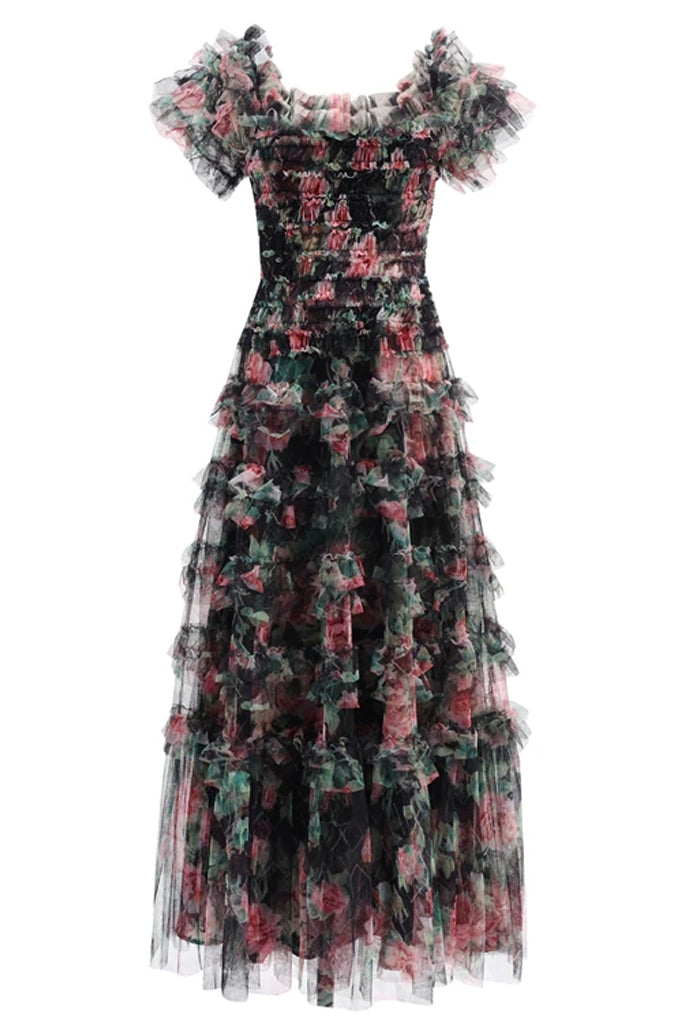 Isoldia Φλοράλ Φόρεμα με Τούλι | Φορέματα - Dresses | Isoldia Floral Ruched Dress