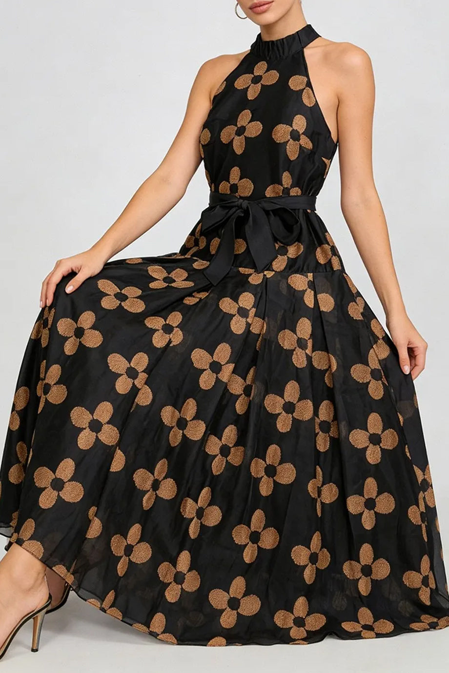 Orlena Φλοράλ Μίντι Φόρεμα | Γυναικεία Ρούχα - Φορέματα Dresses | Orlena Floral Midi Halter Dress