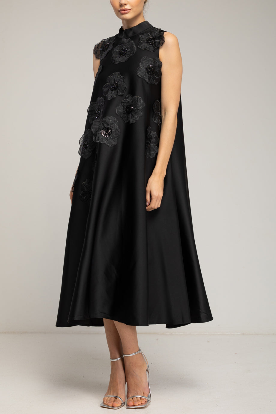 Calissea Βραδινό Μίντι Φόρεμα με Απλικέ Λουλούδια | Γυναικεία Φορέματα - dresses| Calissea Midi Evening Dress with Floral Appliqués