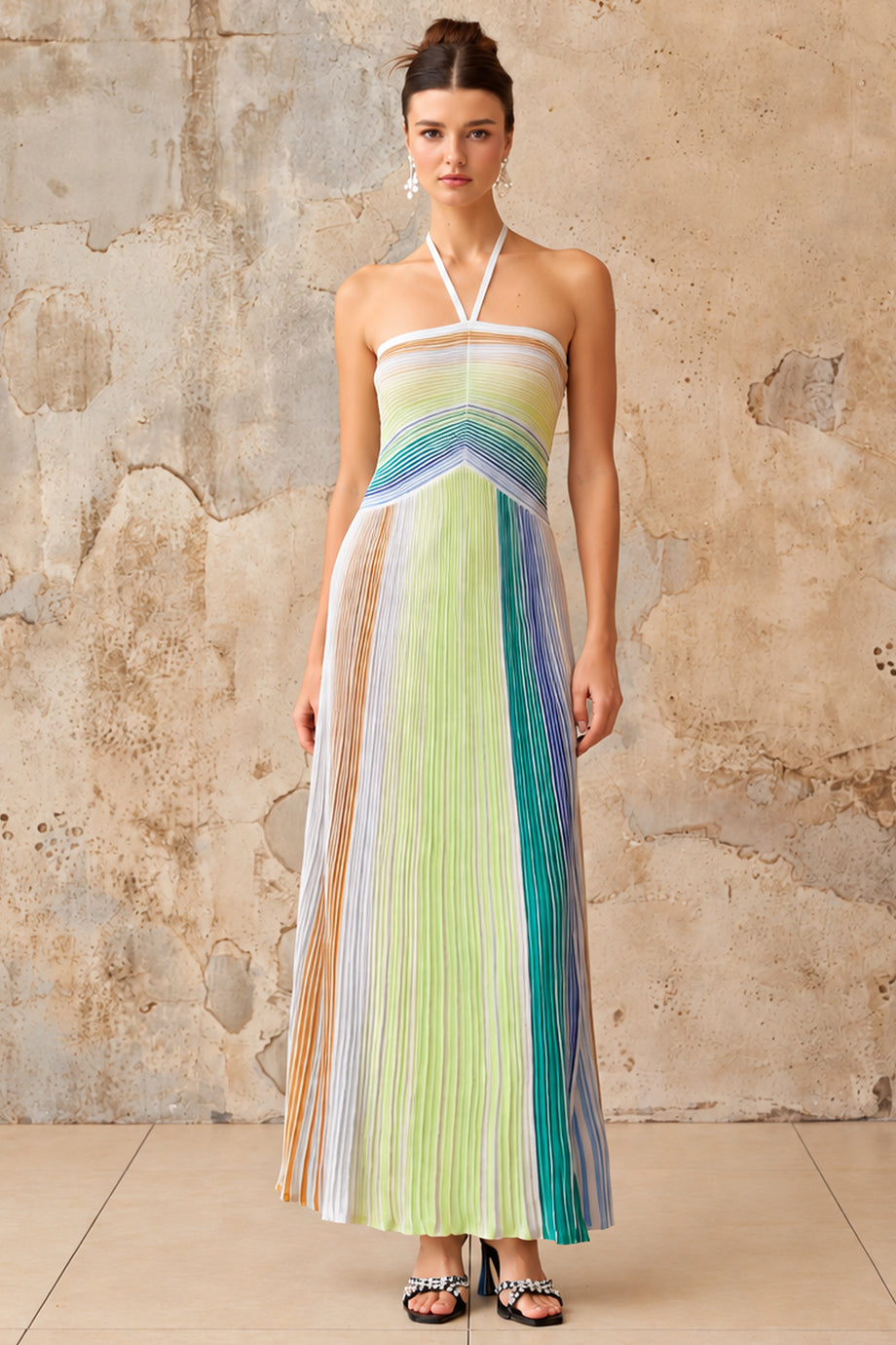 Rivelle Φόρεμα με Halter Λαιμόκοψη και Μοτίβο Zig-Zag | Φορέματα - Dresses | Rivelle Halter Dress with Zig-Zag Pattern