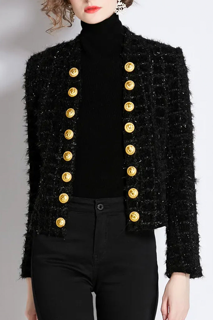 Landis Μαύρο Tweed Σακάκι | Γυναικεία Ρούχα - Σακάκια - Blazer | Landis Black Tweed Blazer