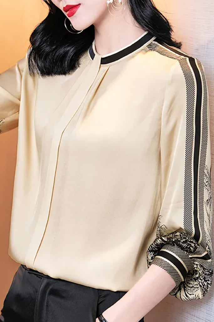 Minelli Πουκάμισο με Σχέδια | Γυναικεία Ρούχα - Τοπ - Πουκάμισα | Minelli Beige Printed Shirt