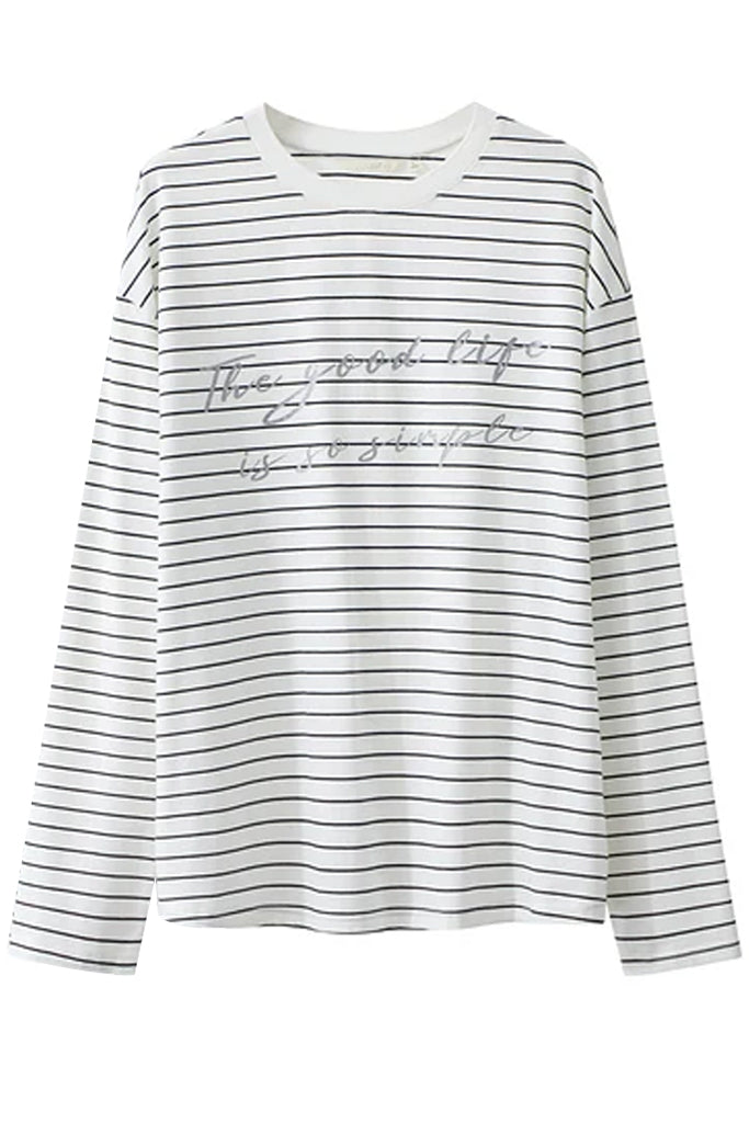 Simple Ριγέ Top | Γυναικεία Τοπ Μπλούζες - Tops Blouses | Simple White Striped Top