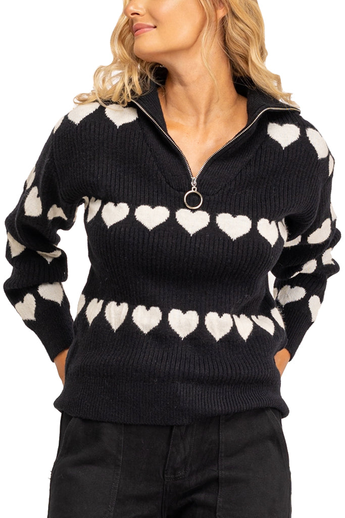 Lovely Heart Πλεκτό Τοπ με Καρδιές| Μπλούζες - Πουλόβερ -  Πλεκτά - Knitwear | Lovely Heart Knit Top with Hearts