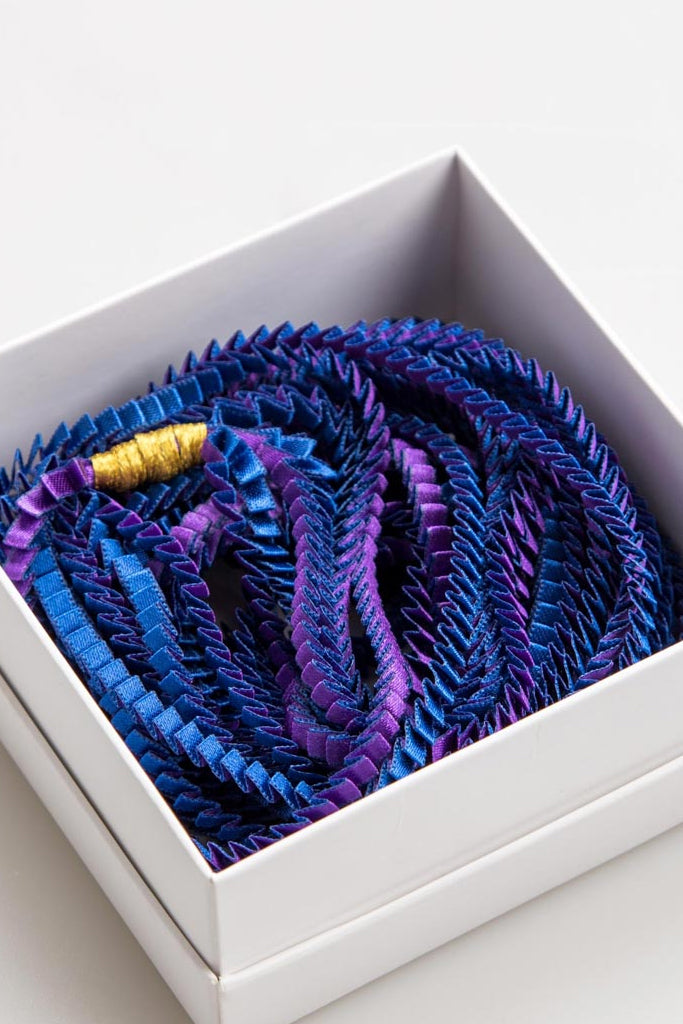 Essilp Mωβ Πολύχρωμο Υφασμάτινο Κολιέ KL21 - Alexandra Tsoukala | Κολιέ Necklaces Essilp Purple Multicolor Pleated Necklace
