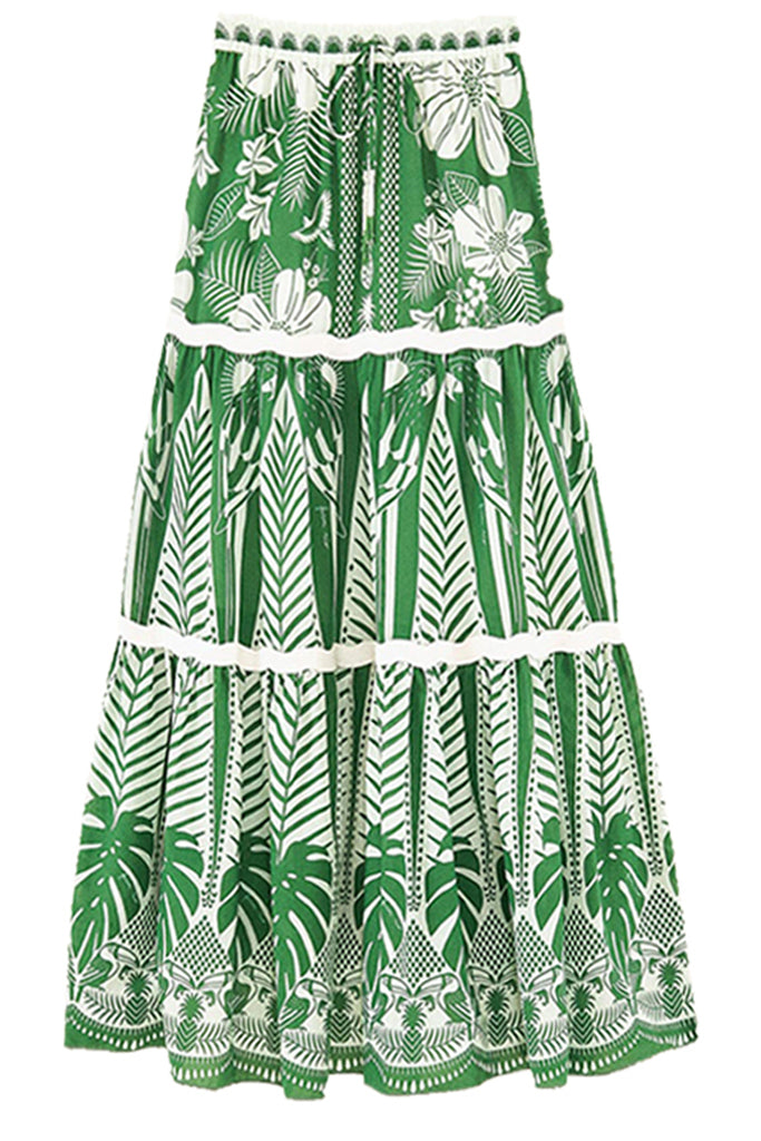 Sarlota Πράσινο Εμπριμέ Μπικίνι Μαγιό με Φούστα Παρεό | Γυναικεία Μαγιό Παρεό - Μπικίνι - Swimwear | Sarlota Green Printed Bikini with Pareo Skirt Set