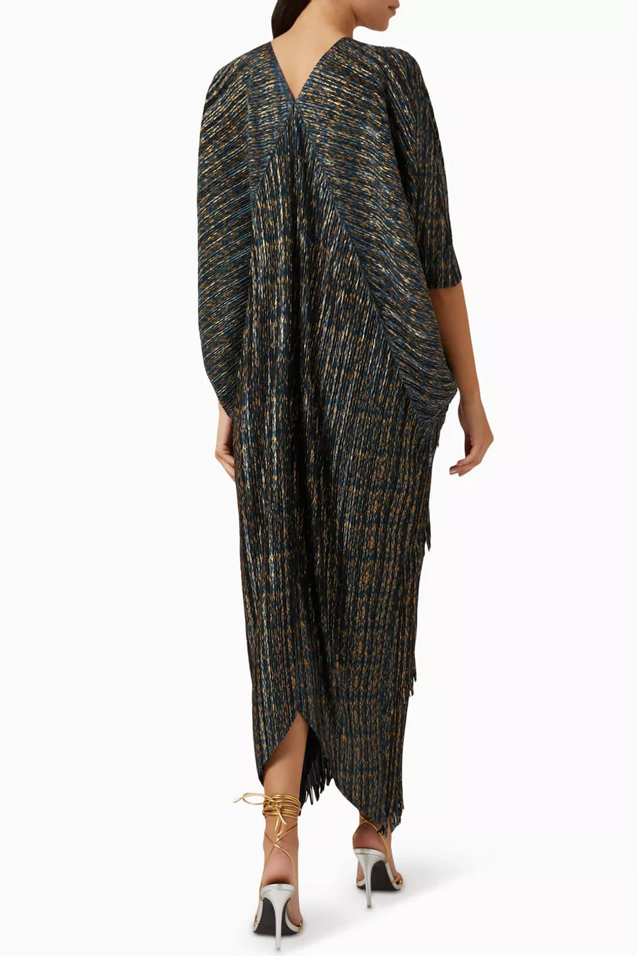 Garbo plissiertes, gestuftes langes Kleid