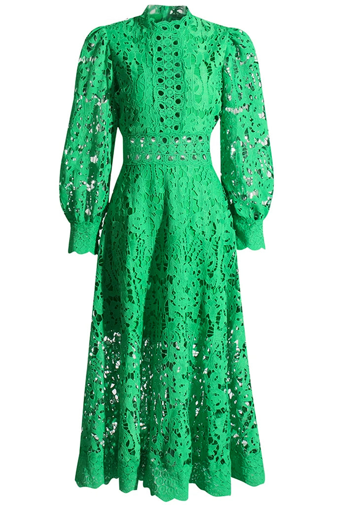 Azurina Πράσινο Φόρεμα με Δαντέλα | Γυναικεία Ρούχα - Φορέματα Azurina Green Lace Cutout Dress