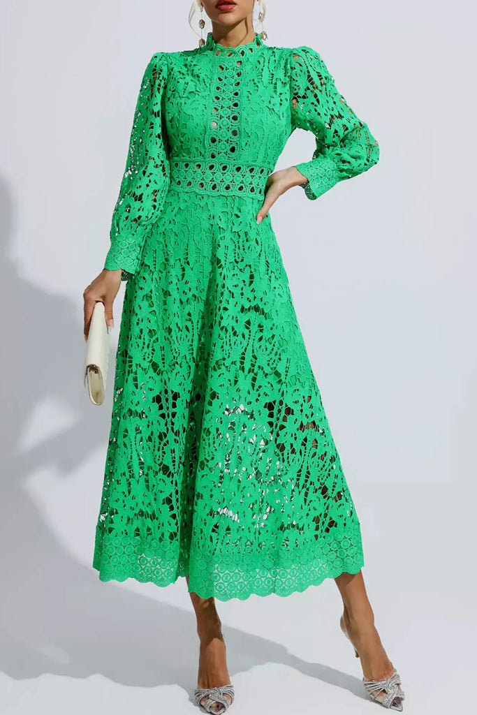 Azurina Emerald Green Lace Dress