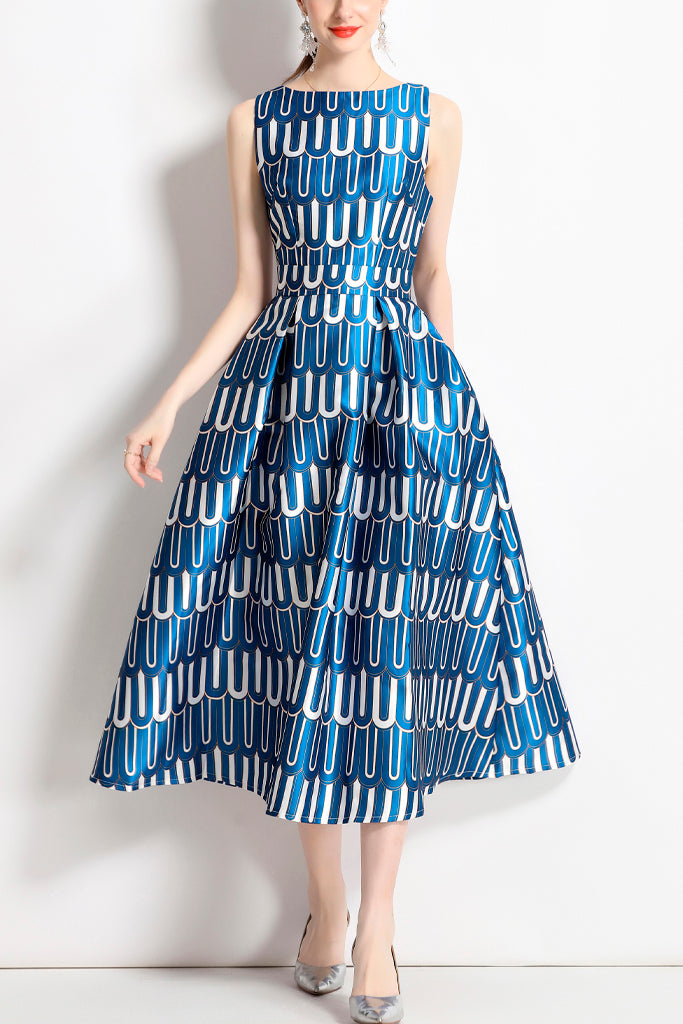 Nevaeh Μπλε Πολύχρωμο Εμπριμέ Φόρεμα | Γυναικεία Ρούχα - Φορέματα | Nevaeh Blue Printed Dress 