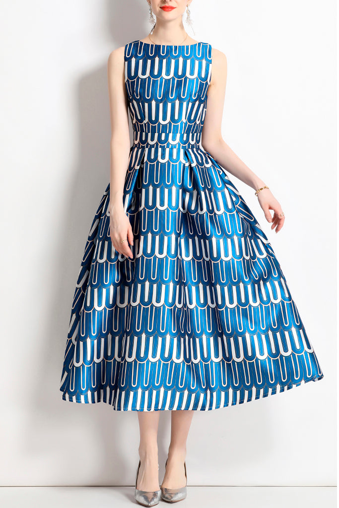 Nevaeh Μπλε Πολύχρωμο Εμπριμέ Φόρεμα | Γυναικεία Ρούχα - Φορέματα | Nevaeh Blue Printed Dress 