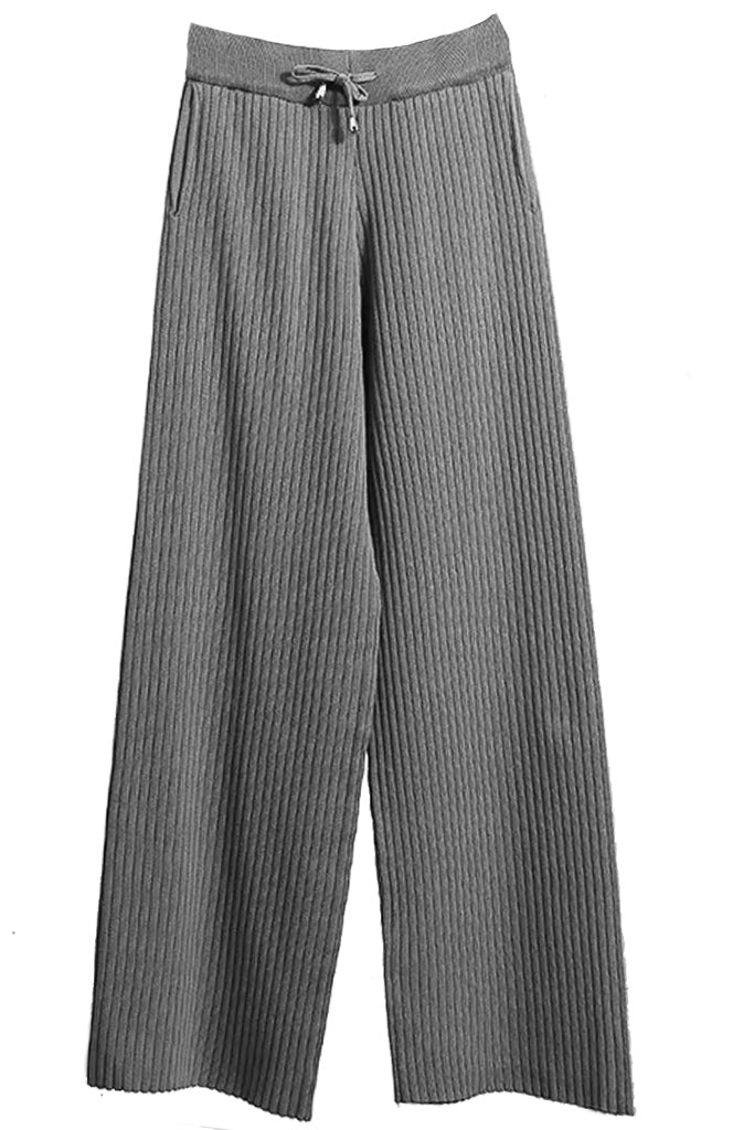 Jazelia Γκρι Πλεκτό Σετ Ζακέτα και Παντελόνι | Γυναικεία Ρούχα - Πλεκτά Σετ | Jazelia Grey Knit Set with Cardigan and Pants