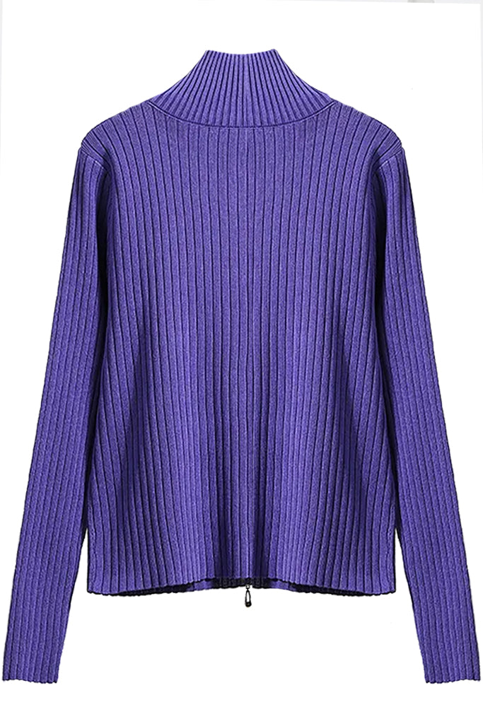 Jazelia Μωβ Πλεκτό Σετ Ζακέτα και Παντελόνι | Γυναικεία Ρούχα - Πλεκτά Σετ | Jazelia Purple Knit Set with Jacket and Trousers