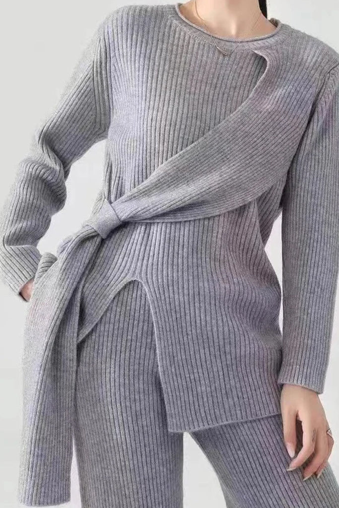 Giuliva Πλεκτό Σετ Μπλούζα και Παντελόνι | Γυναικεία Ρούχα - Πλεκτά Σετ | Giuliva Knit Set with Top and Pants