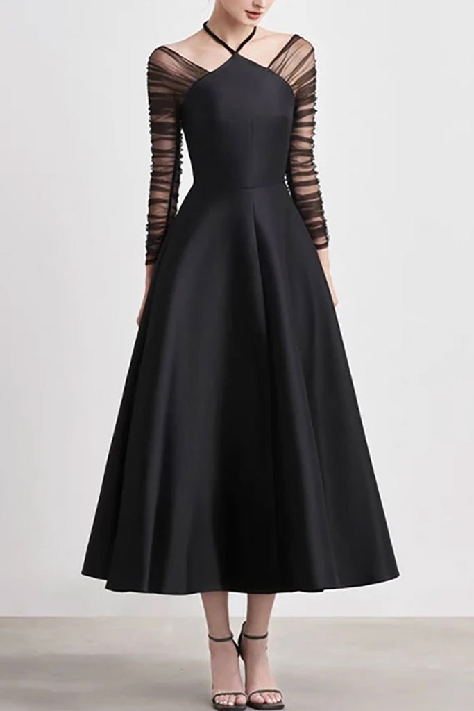 Valencia Μαύρο Φόρεμα με Τούλι - De La Rosa | Βραδινά Φορέματα - Evening Dress | Valencia Black Tulle Dress