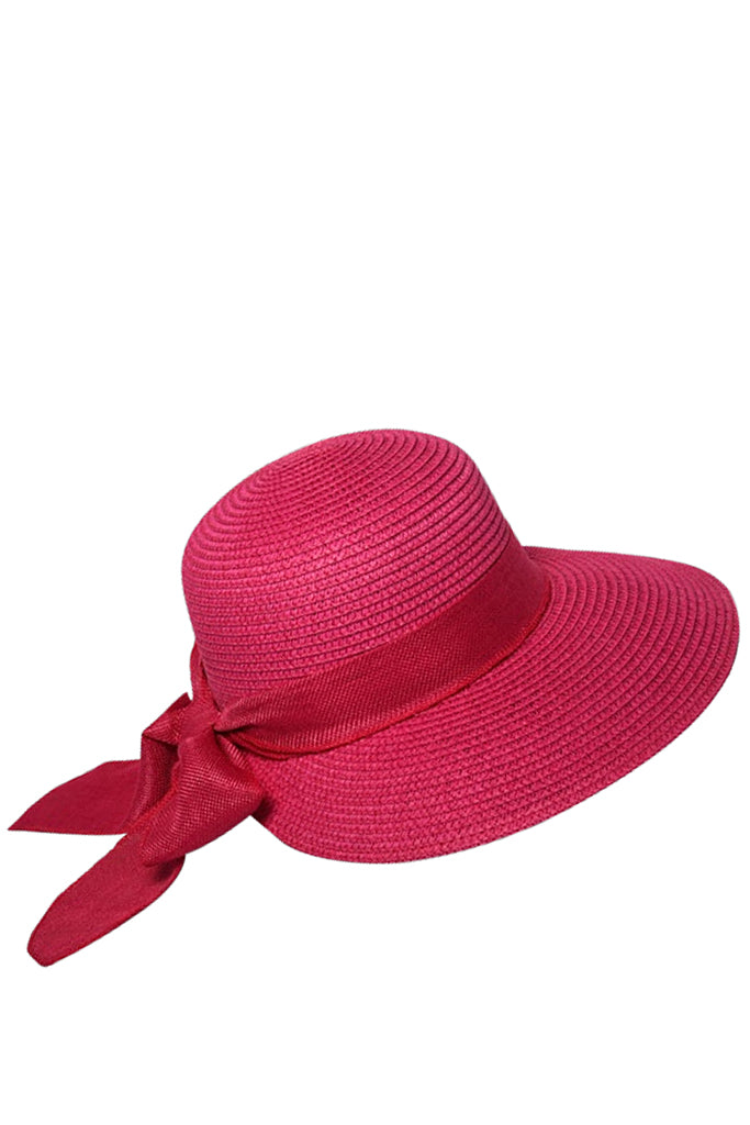 Eltery Φούξια Ψάθινο Καπέλο με Κορδέλα | Καπέλα Παραλίας - The Straw | Eltery Fuchsia Beach Hat with Ribbon