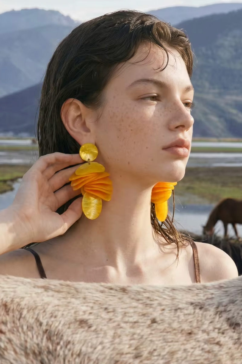 Marielle Μακρυά Shell-Effect Σκουλαρίκια  | Σκουλαρίκια - Earrings | Marielle Long Shell-Effect Earrings