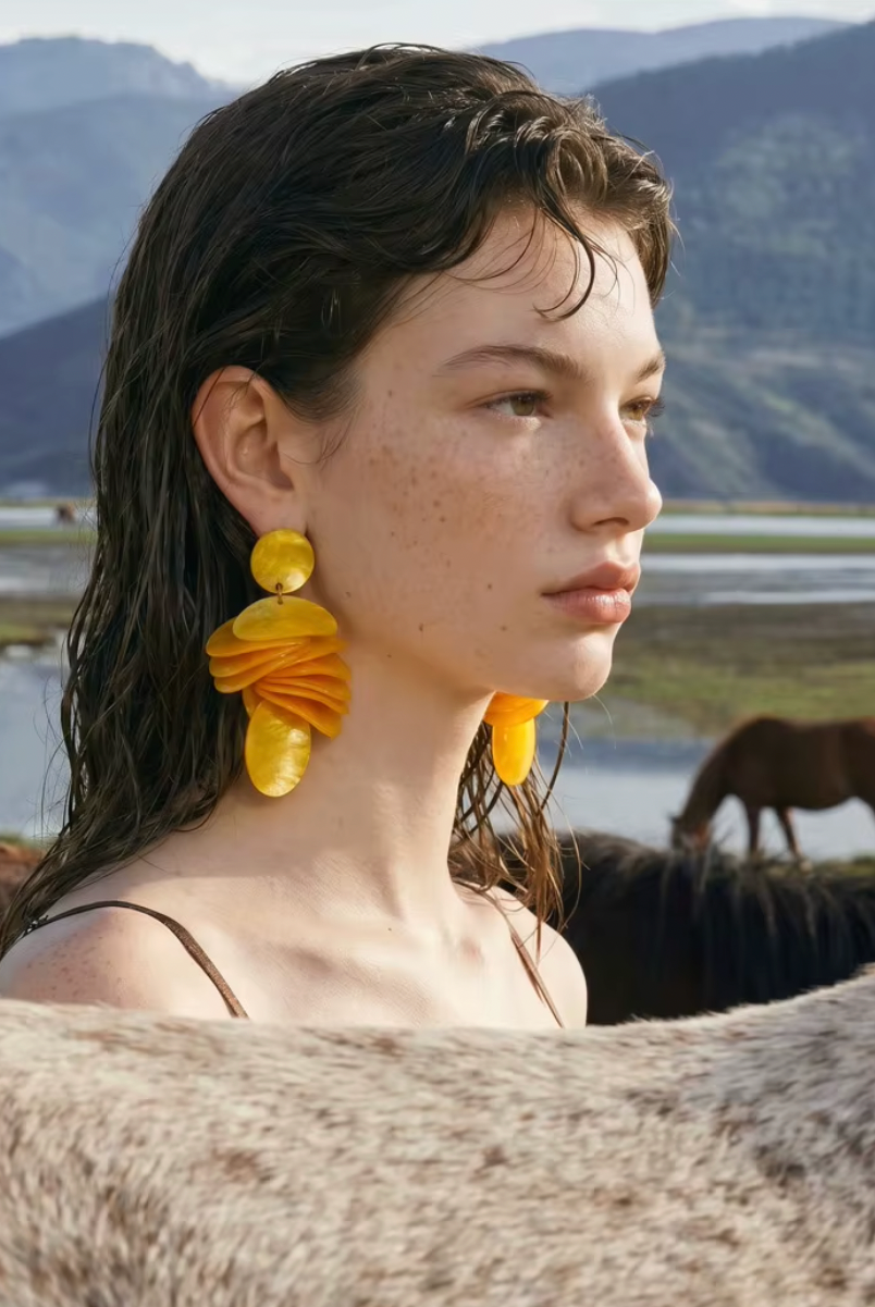 Marielle Μακρυά Shell-Effect Σκουλαρίκια  | Σκουλαρίκια - Earrings | Marielle Long Shell-Effect Earrings