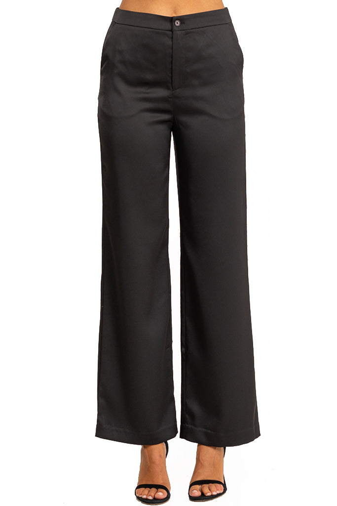 Berlonia Μαύρο Παντελόνι | Γυναικεία Παντελόνια Trousers - Pants | Berlonia Black Satin Pants