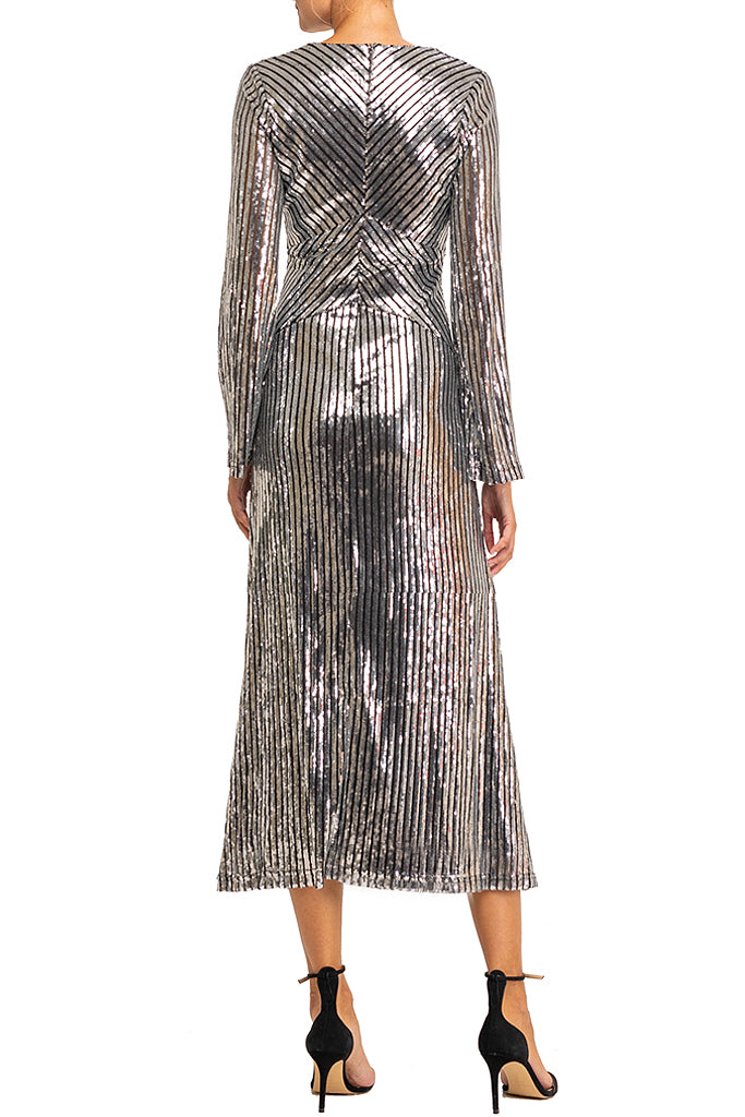 Iker Ασημί Βραδινό Φόρεμα | Γυναικεία Ρούχα - Φορέματα - Βραδινά | Iker Silver Evening Sequined Dress