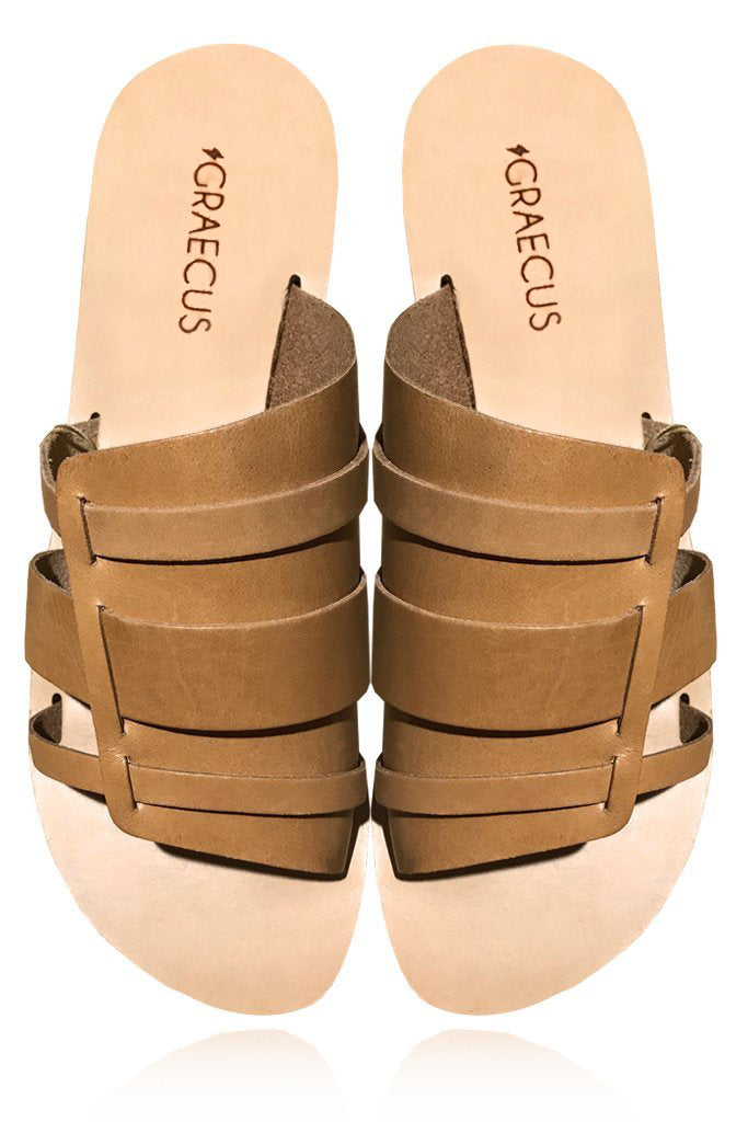 Μπεζ Δερμάτινα Σανδάλια - GRAECUS Sandals | Γυναικεία Παπούτσια
