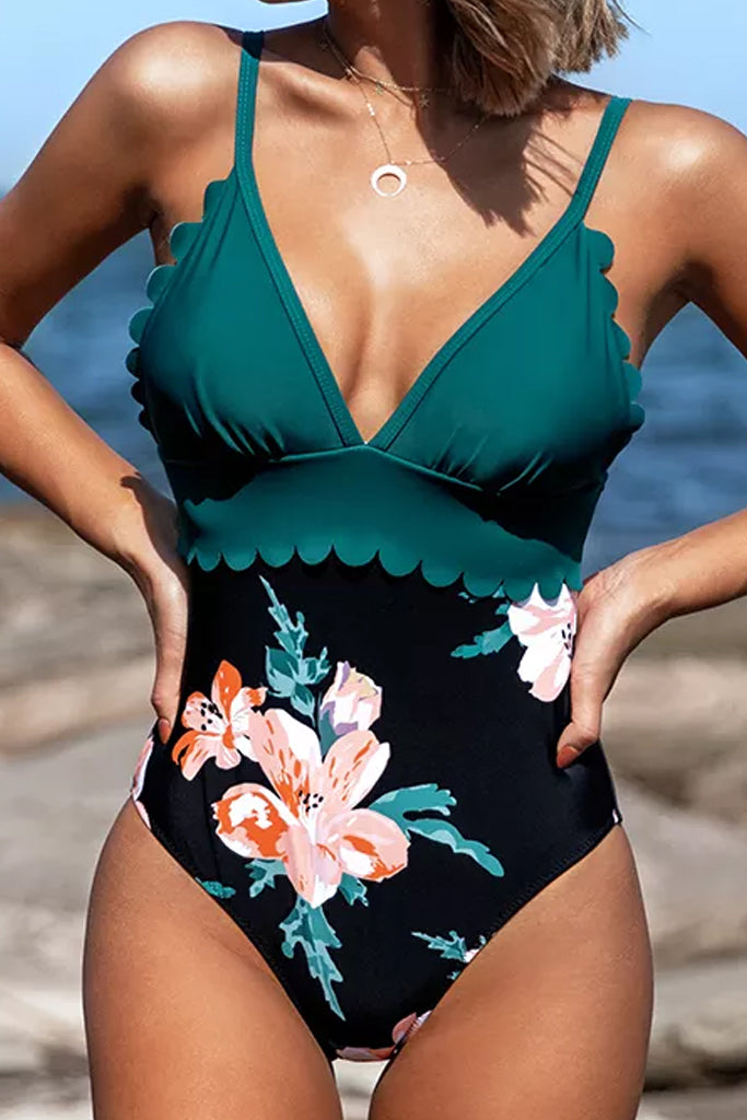 Jepelia Πετρόλ Πολύχρωμο Ολόσωμο Μαγιό | Γυναικεία Μαγιό - Ολόσωμο Μαγιό - Beachwear | Jepelia Multicolor Floral One Piece Swimsuit