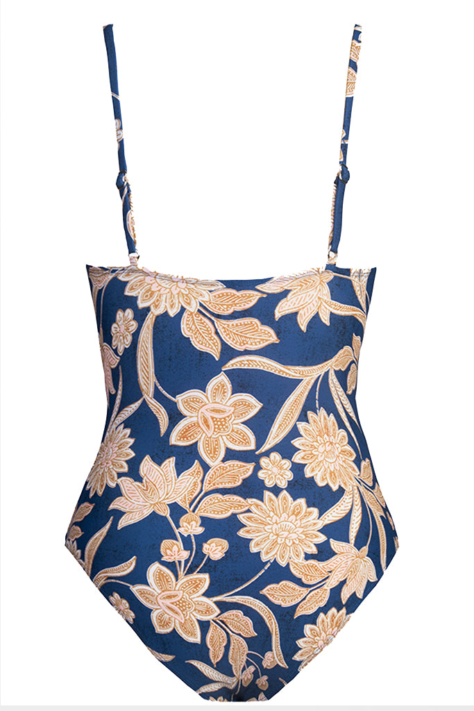 Kaliana Εμπριμέ Φλοράλ Ολόσωμο Μαγιό | Γυναικεία Μαγιό - Beachwear | Kaliana Blue Floral One Piece Swimsuit
