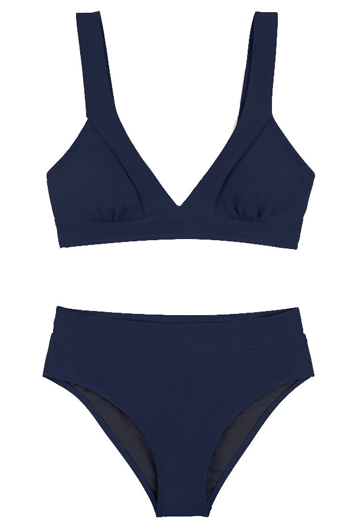 Badina Μπλε Μονόχρωμο Μπικίνι Μαγιό | Γυναικεία Μαγιό - Μπικίνι - Ψηλόμεσα - Beachwear | Badina Blue High-Rise Bikini