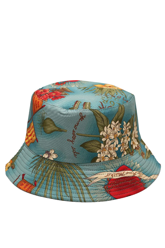 Mucho Γαλάζιο Πολύχρωμο Υφασμάτινο Καπέλο | Γυναικεία Καπέλα - Υφασμάτινα Καπέλα