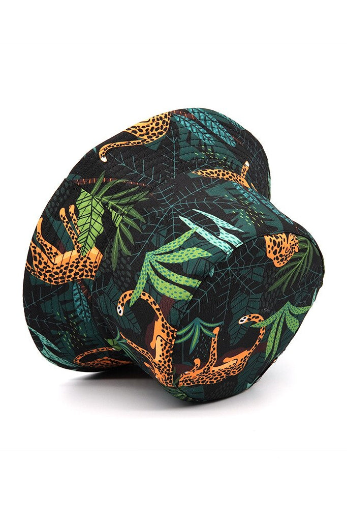 Jungle Πράσινο Πολύχρωμο Υφασμάτινο Καπέλο Διπλής Όψης | Γυναικεία Καπέλα - Υφασμάτινα Καπέλα