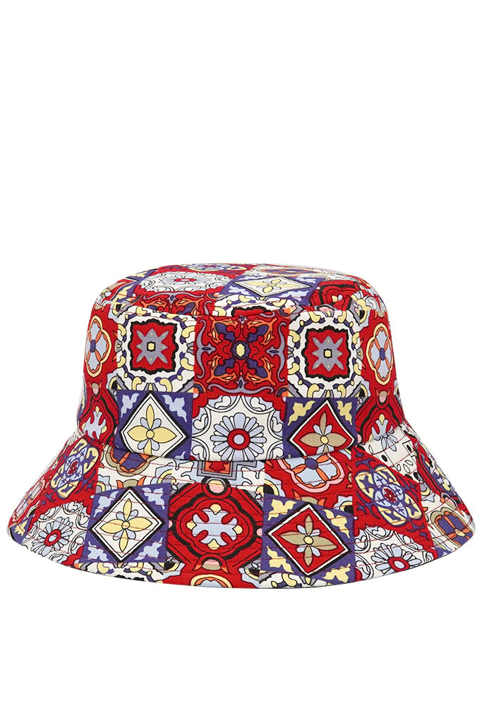 Giorno Felice Κόκκινο Πολύχρωμο Υφασμάτινο Καπέλο τύπου Παναμά | Γυναικεία Καπέλα - Υφασμάτινα Καπέλα