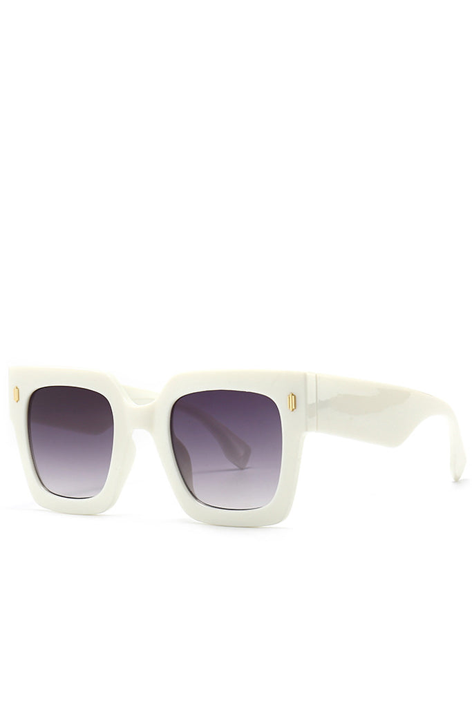 Genta White Oversized Square Fashion Sunglasses