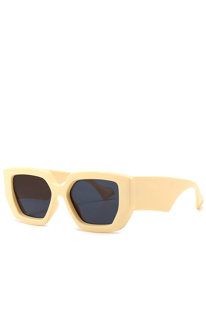 Amberta Black and White Square Fashion Sunglasses