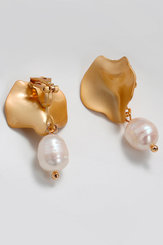 Shelly Χρυσά Σκουλαρίκια με Πέρλα και Κλιπ | Κοσμήματα - Σκουλαρίκια με Κλιπ