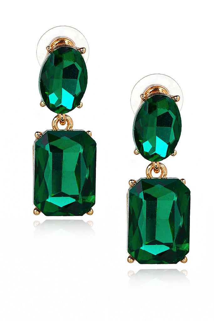 Adley Πράσινα Κυπαρισσί Σκουλαρίκια με Κρύσταλλα | Κοσμήματα - Σκουλαρίκια