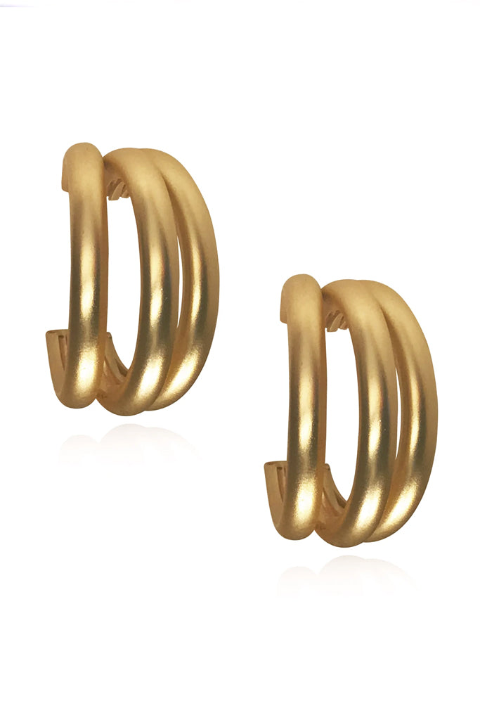 Hazel Σκουλαρίκια Κρίκοι σε Ματ Χρυσό | Κοσμήματα - Σκουλαρίκια