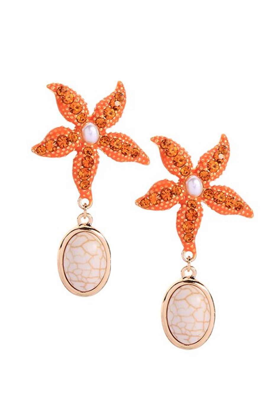 Orange Starfish Σκουλαρίκια με Κλιπ | Κοσμήματα - Σκουλαρίκια με Κλιπ