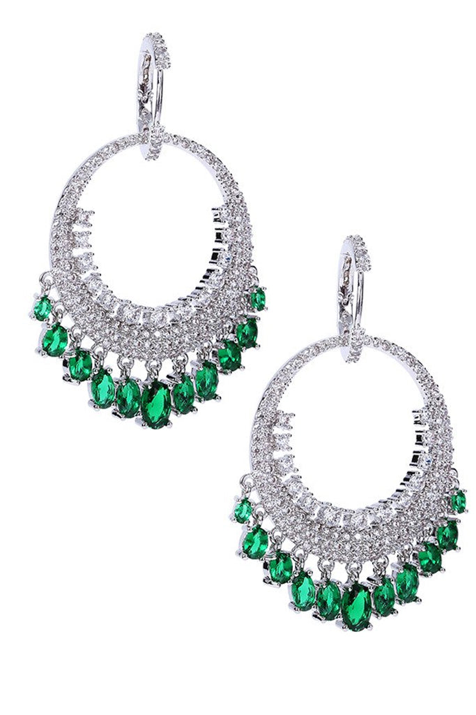 Gloria Σκουλαρίκια Κρίκοι με Πράσινα Κρύσταλλα | Κοσμήματα - Σκουλαρίκια - Κρίκοι